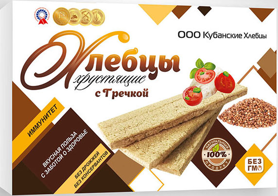 Хлебцы хрустящие с гречкой Кубанские хлебцы/100гр.