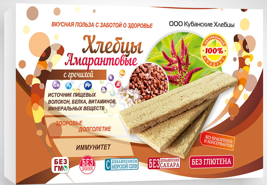 Хлебцы амарантовые с гречихой Кубанские хлебцы/100гр.