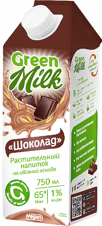 Напиток шоколад овсяный Greenmilk/750мл.