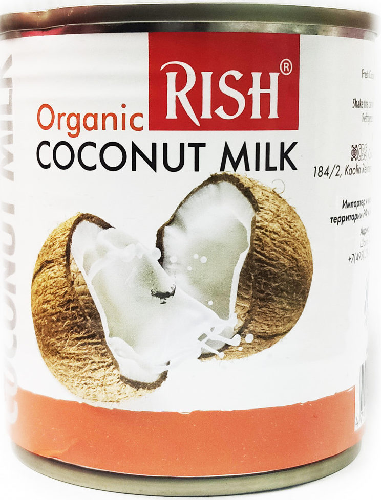 Кокосовое молоко Rish (ж.17-19%) Organic/225мл.