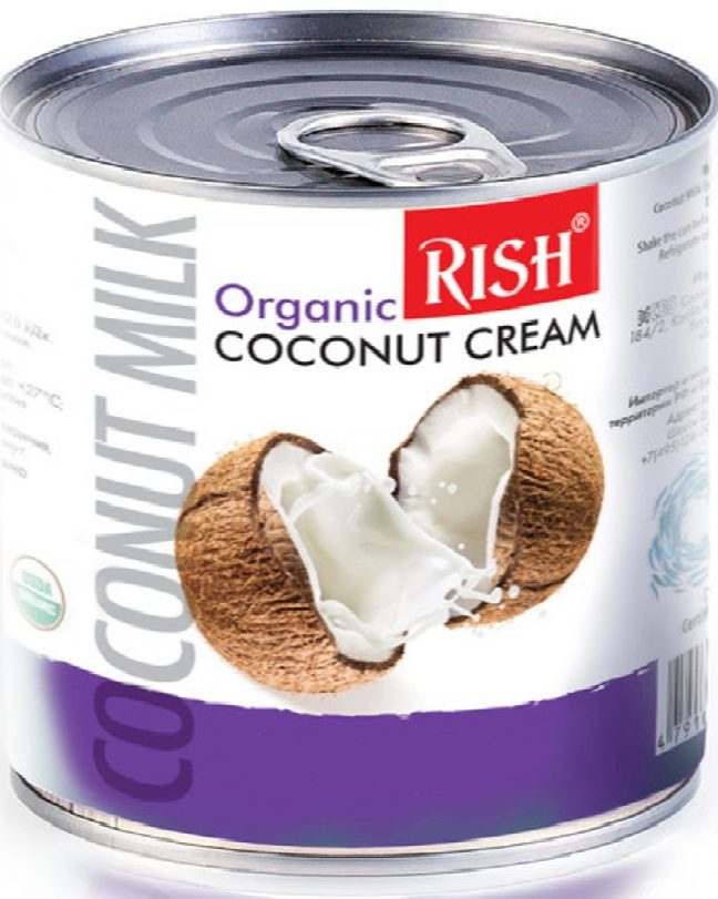 Кокосовые сливки Rish(ж. 20-22%)Organic/225мл.