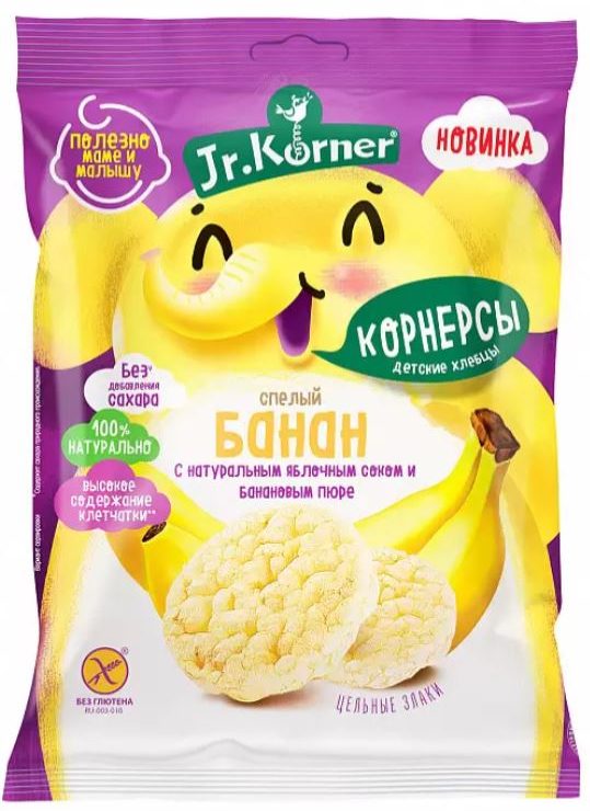 Рисовые хрустящие мини хлебцы с бананом Jr. Körner/30гр.