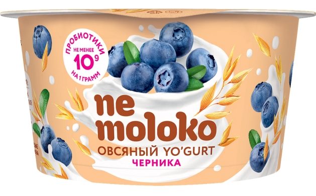 Йогурт овсяный ЧЕРНИКА,130 г. Nemoloko