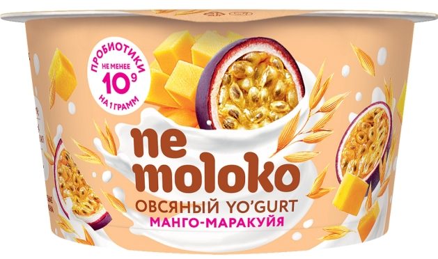 Йогурт овсяный МАНГО-МАРАКУЙЯ,130 г. Nemoloko